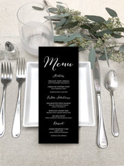 Black Place Cards, Printed Black and White Wedding Escort Cards, Simple Modern Black with White Printing Name Cards, Modern Place Cards