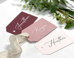 Hanging Place Cards, Printed Name Tags, Personalized Tags with Holes for Seating Cart, Printed Personalized Reception Place Card Tags