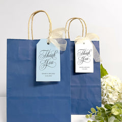 Printed Thank You Tags, Gift Tags for Weddings and Party Favors, Printed, Customized Tags, Many Colors Available