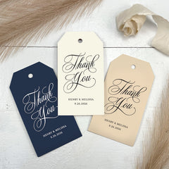 Printed Thank You Tags, Gift Tags for Weddings and Party Favors, Printed, Customized Tags, Many Colors Available