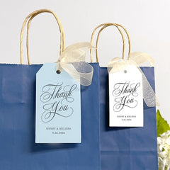 Printed Thank You Tags, Gift Tags for Weddings and Party Favors, Printed, Customized Tags, Many Colors Available