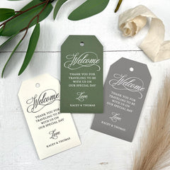 Out of Town Hotel Welcome Tags, Wedding Gift Bag Tags, Printed, Customized, Many Wedding Colors Available