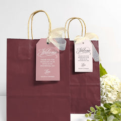 Out of Town Hotel Welcome Tags, Wedding Gift Bag Tags, Printed, Customized, Many Wedding Colors Available