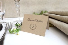 Wedding Menu Cards - Rustic Wedding Menu Card - Laurel Wreath - Kraft Menus - Fits in Folded Napkin - Printed Dinner Menus - Printed Menu