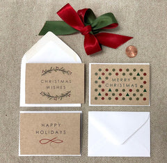 Set of 6 Mini Christmas Gift Cards, Mini Gift Cards, Small Cards for Gifts, Blank small Christmas cards with envelopes