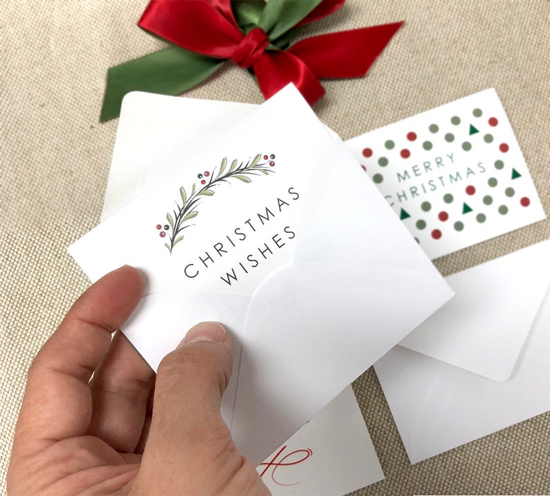 Set of 6 Mini Christmas Gift Cards, Mini Gift Cards, Small Cards for Gifts, Blank small Christmas cards with envelopes