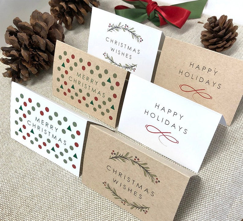 Set of 6 Mini Christmas Gift Cards, Mini Gift Cards, Small Cards for Gifts, Blank small Christmas cards with envelopes