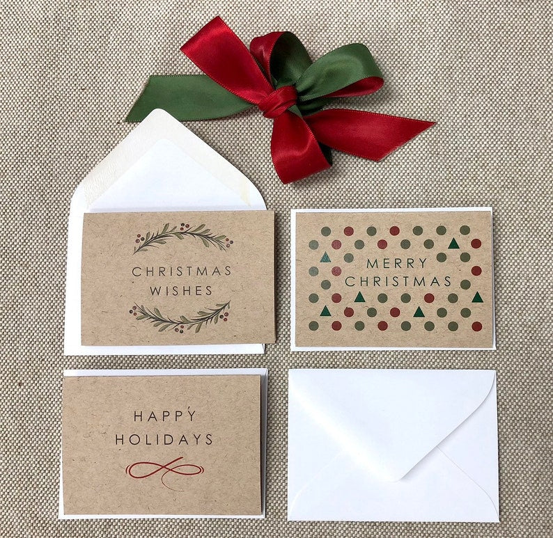 Set of 6 Mini Christmas Gift Cards, Mini Gift Cards, Small Cards for Gifts, Blank small Christmas cards with envelopes