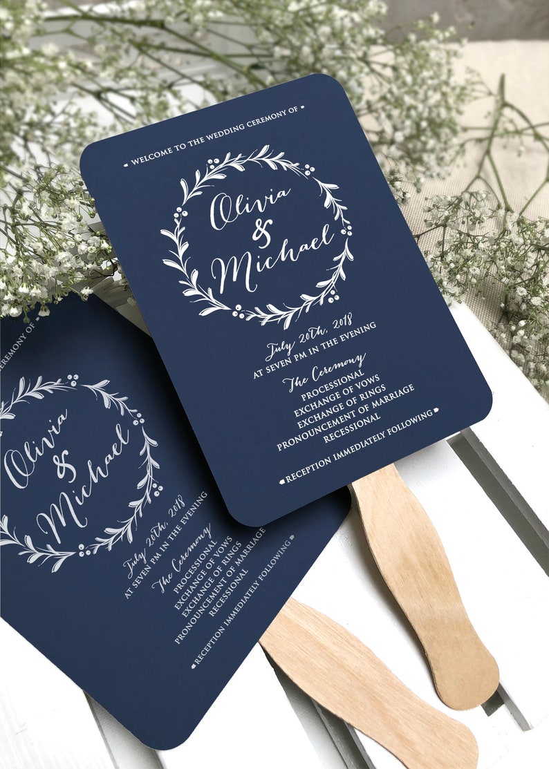 Navy Blue Wedding Menu Card - Modern White Printing Wedding Menu Cards - Navy Blue