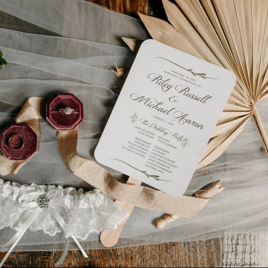 Rustic Wedding Program Fans - Fall Wedding Program Fans - Printed Ceremony Fan for Weddings - Printed you Assemble - Rustic Woodland Wedding