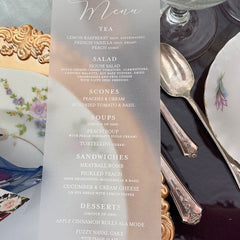 Vellum Wedding Dinner Menu Cards - Printed Colored Ink Vellum Menus - Vellum Menus For Reception Tables - Translucent Vellum Menus