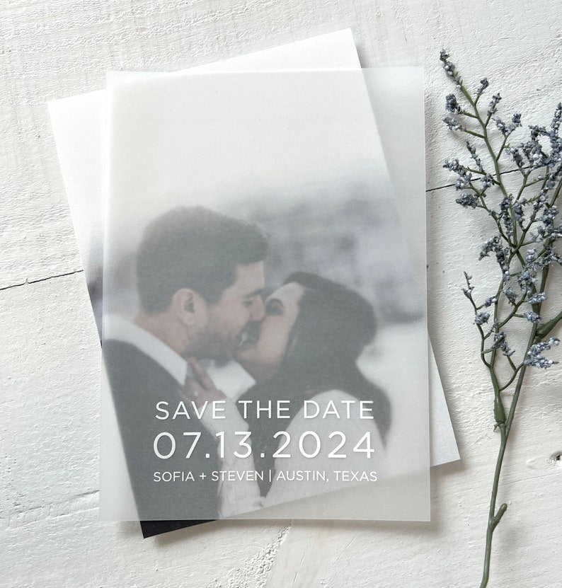 Modern Minimalist Vellum Save The Dates, Printed Vellum Overlays, Vellum Overlay Prints, DIY Vellum Save the Dates, Photos Not Included