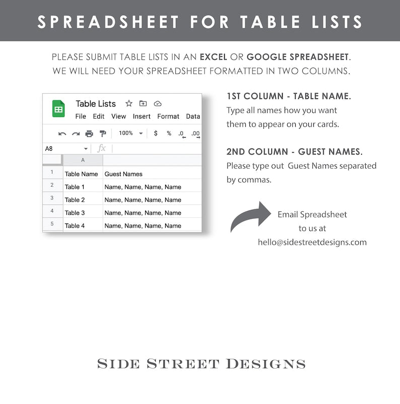 Printed Wedding Seating Chart Cards, Reception Seating Cards, DIY Seating Display, 5x7 Printed Table Lists