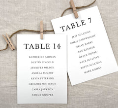 Printed Wedding Seating Chart Cards, Reception Seating Cards, DIY Seating Display, 5x7 Printed Table Lists