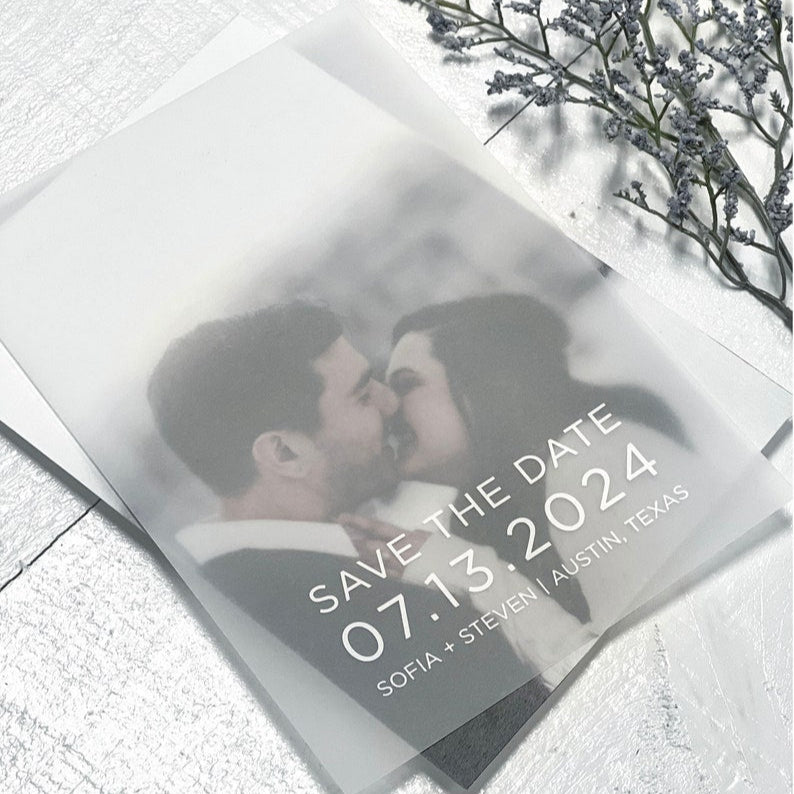 Modern Minimalist Vellum Save The Dates, Printed Vellum Overlays, Vellum Overlay Prints, DIY Vellum Save the Dates, Photos Not Included