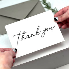 Simple Thank You Cards Set of 8 - Modern Black and White Wedding Thank You Cards - Folded Note Cards with Envelopes