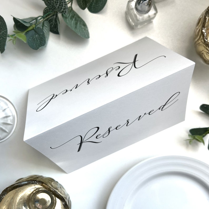 Customizable Printed Reserved Table Signs, Printed Wedding Table Card, Folded Reserved Seating Cards, Reserved For Family and Friends