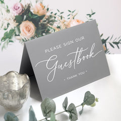 Printed Guestbook Table Sign, Please Sign Our Guestbook Sign, Modern Minimalist Guestbook Signs, Wedding Table Top Cards, Print and Folded