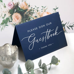 Printed Guestbook Table Sign, Please Sign Our Guestbook Sign, Modern Minimalist Guestbook Signs, Wedding Table Top Cards, Print and Folded