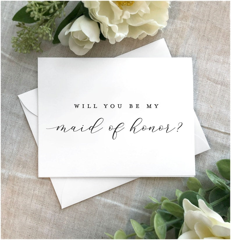 Will You Be My Maid of Honor Card, Maid of Honor Proposal Card, Classy and Simple MOH Proposal Greeting Card