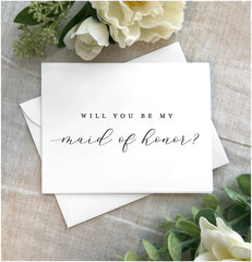 Will You Be My Maid of Honor Card, Maid of Honor Proposal Card, Classy and Simple MOH Proposal Greeting Card