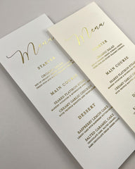 New! Gold Foil Menu Cards, Printed Shiny Wedding Gold Foil Menus, Simple and Classy Gold Menus For Reception Tables, Printed Menu Cards