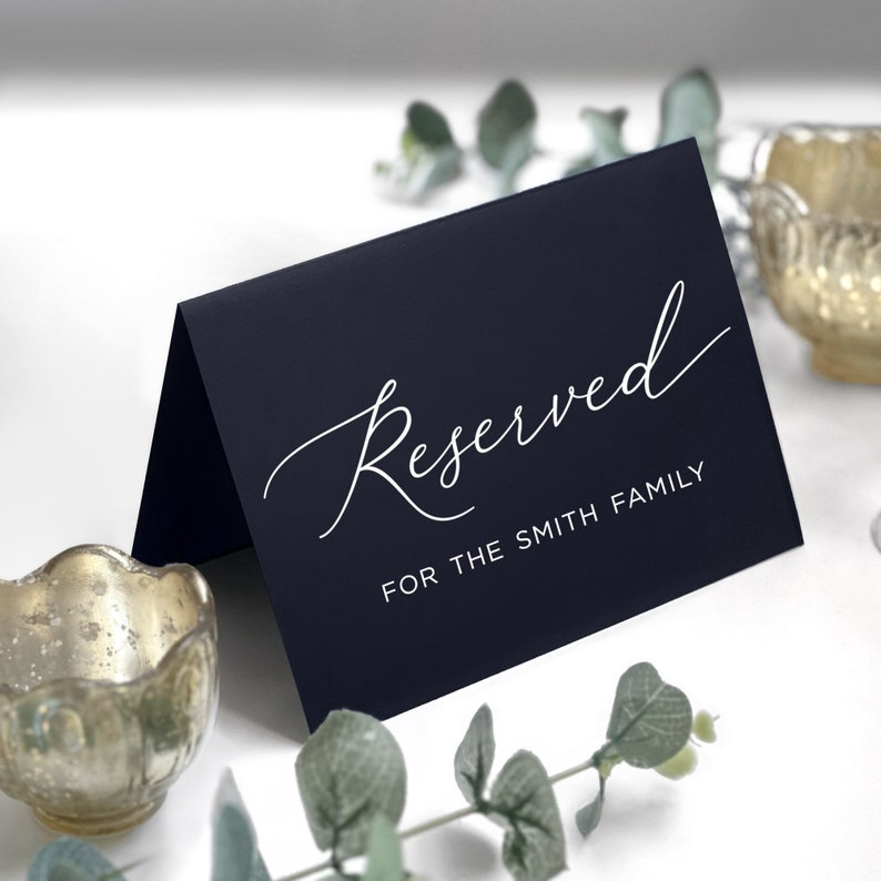 Customizable Printed Reserved Table Signs, Printed Wedding Table Card, Folded Reserved Seating Cards, Reserved For Family and Friends