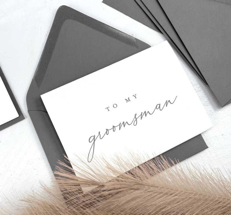 To My Groomsman Cards Matching Envelopes, Groomsmen Thank You Cards, Best Man Cards, Blank Inside, Day of Wedding