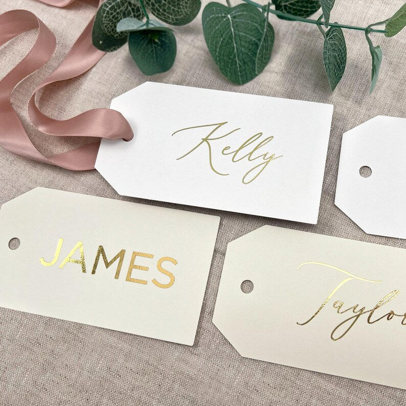 Gold Bridesmaid Gift Tags, Personalized Name Tags that Shine, Gold, Rose Gold, Silver Bridesmaid Gift, Bridal Bling, Elevated Gift Tags