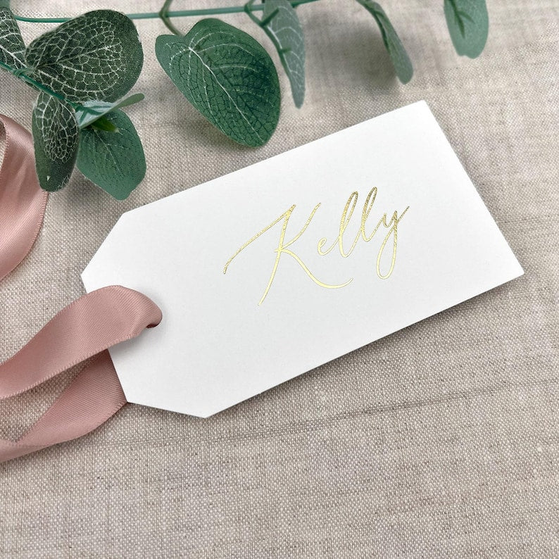 Gold Bridesmaid Gift Tags, Personalized Name Tags that Shine, Gold, Rose Gold, Silver Bridesmaid Gift, Bridal Bling, Elevated Gift Tags