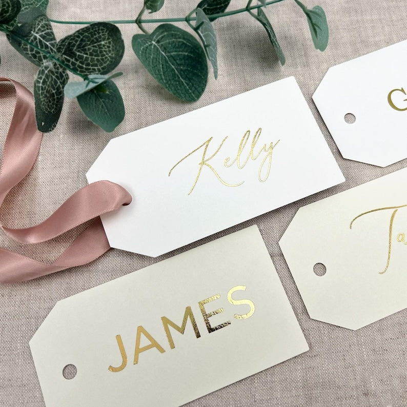 Gold Bridesmaid Gift Tags, Personalized Name Tags that Shine, Gold, Rose Gold, Silver Bridesmaid Gift, Bridal Bling, Elevated Gift Tags