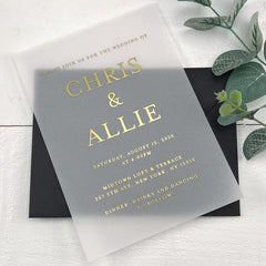 Vellum Wedding Invitations, Printed Vellum Wedding Invitations, Vellum Paper with White Ink, 5x7 Vellum Invites, Envelopes Not Included