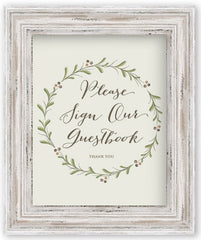 Guestbook Sign - Olive Branch and Rosemary Sprigs Guestbook Sign - Printed Woodland Guest Book Signs - Wedding Baby Shower Signs for Frames